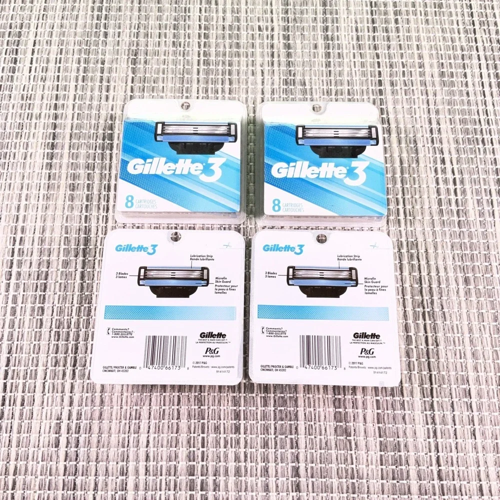 4 Pack NEW Gillette 3 Razor Blade Refill Pack 32 Cartridges New